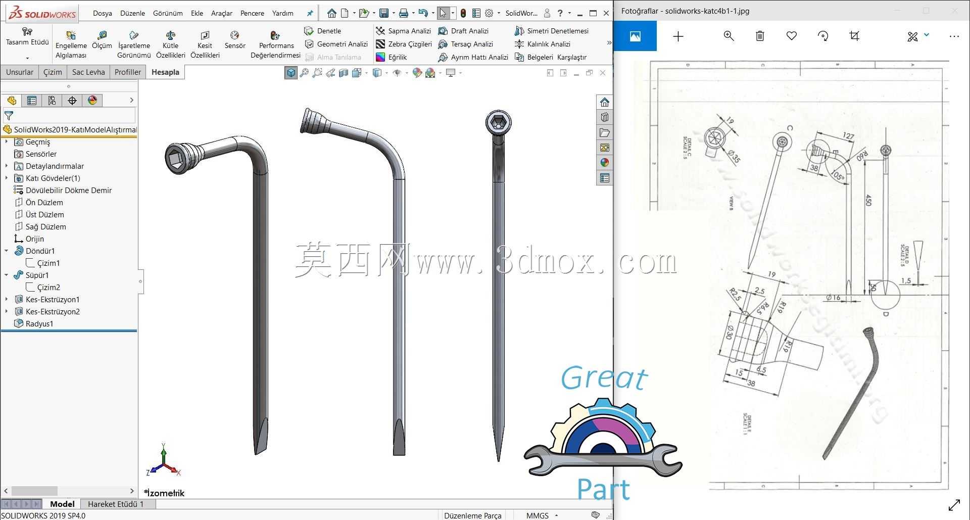 SolidWorks 2019—3 Boyutlu Kat模型AL t rMrARAR-PAR SAA—7