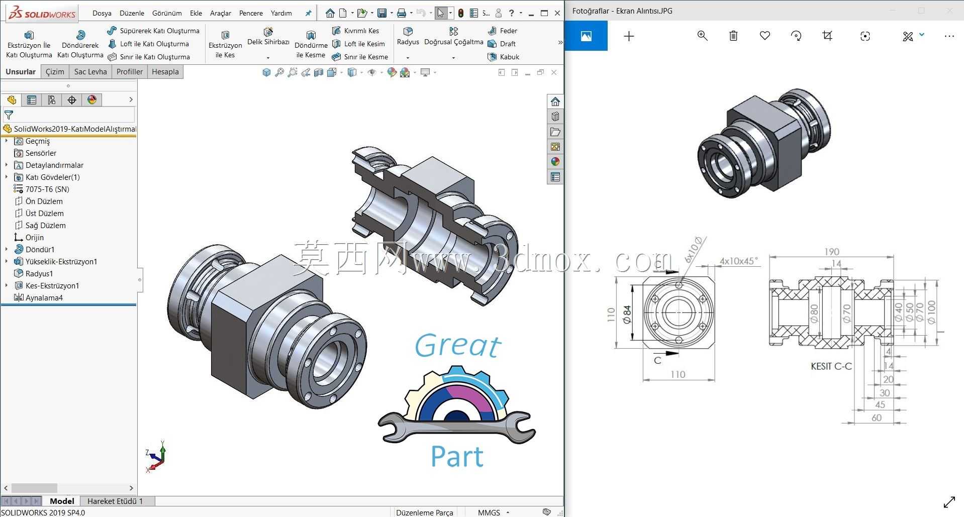 SolidWorks 2019-3 Boyutlu Kat?Model Al??t?rmalar?-6��