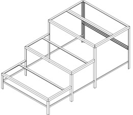 Escada com 3 degraus feitos de cantoneiras