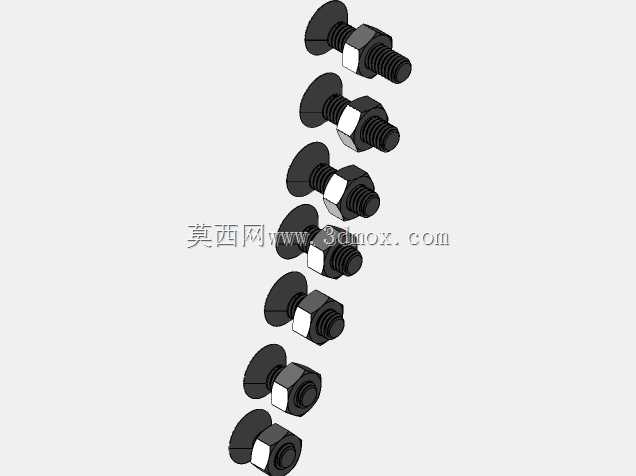 公制沉头平头螺栓螺钉M6和螺母
