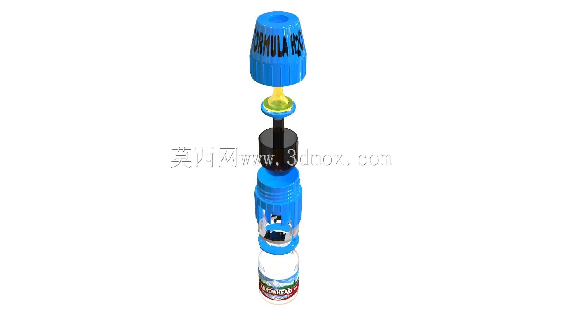 带凸起文字和三重螺纹的婴儿奶瓶适配器设计