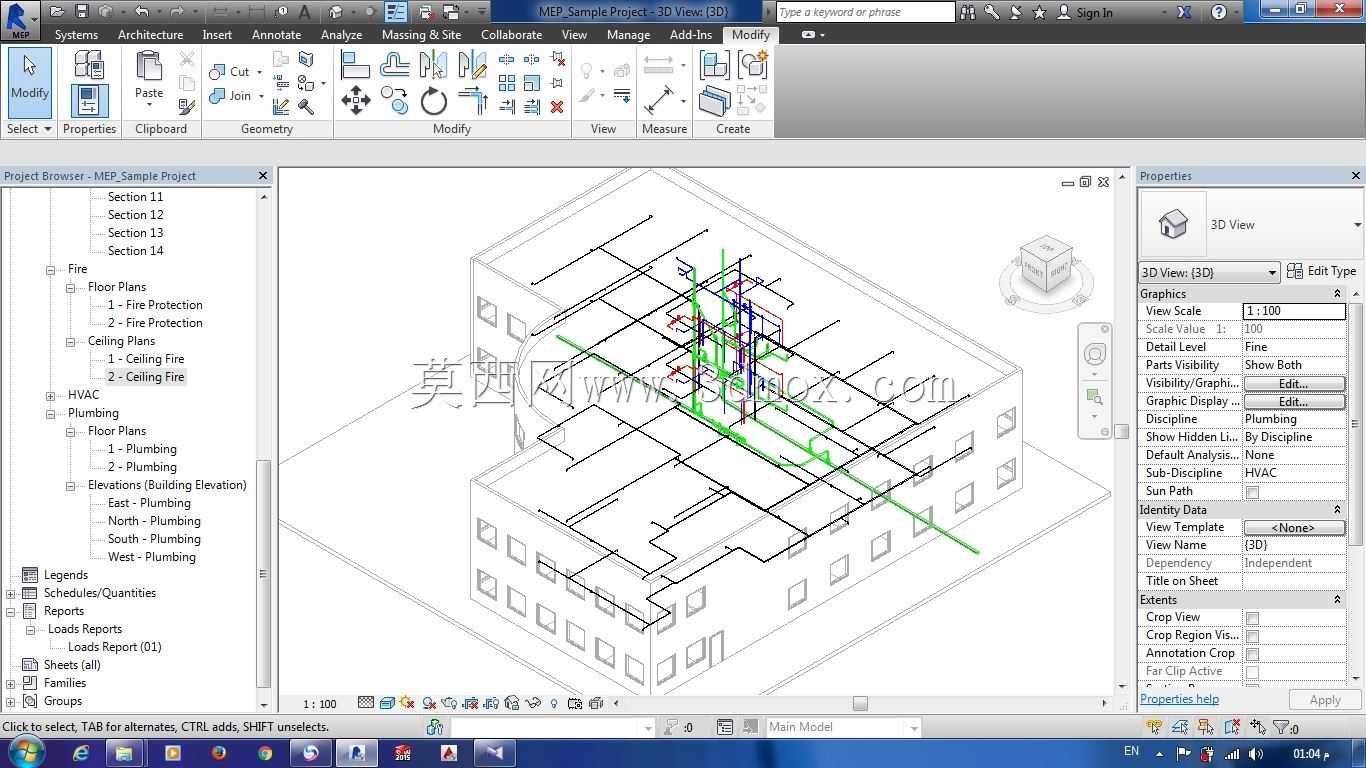 通过REVIT MEP 2015完善办公建筑设计HVAC、管道和消防及其系统计算