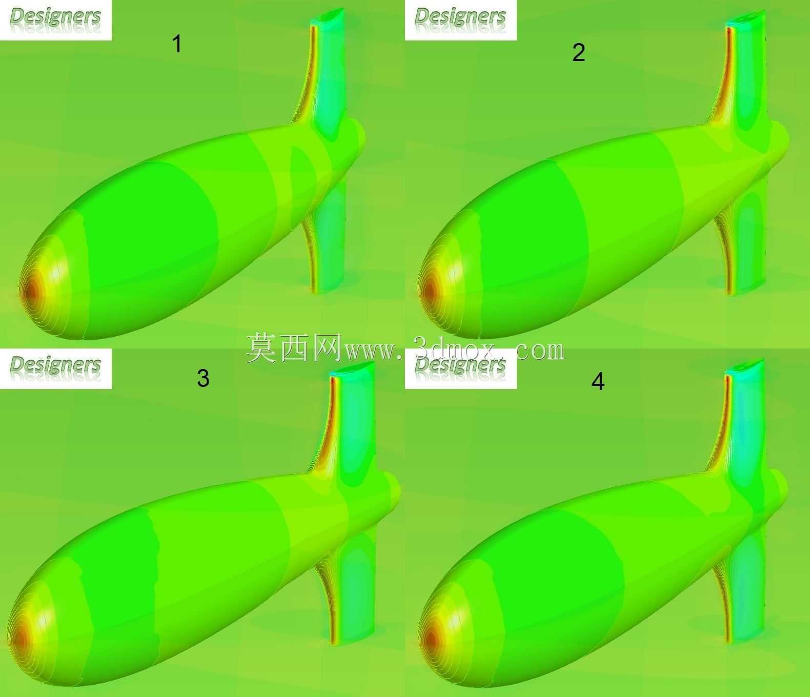 包括UDF的游动鱼类计算流体力学模拟CAD