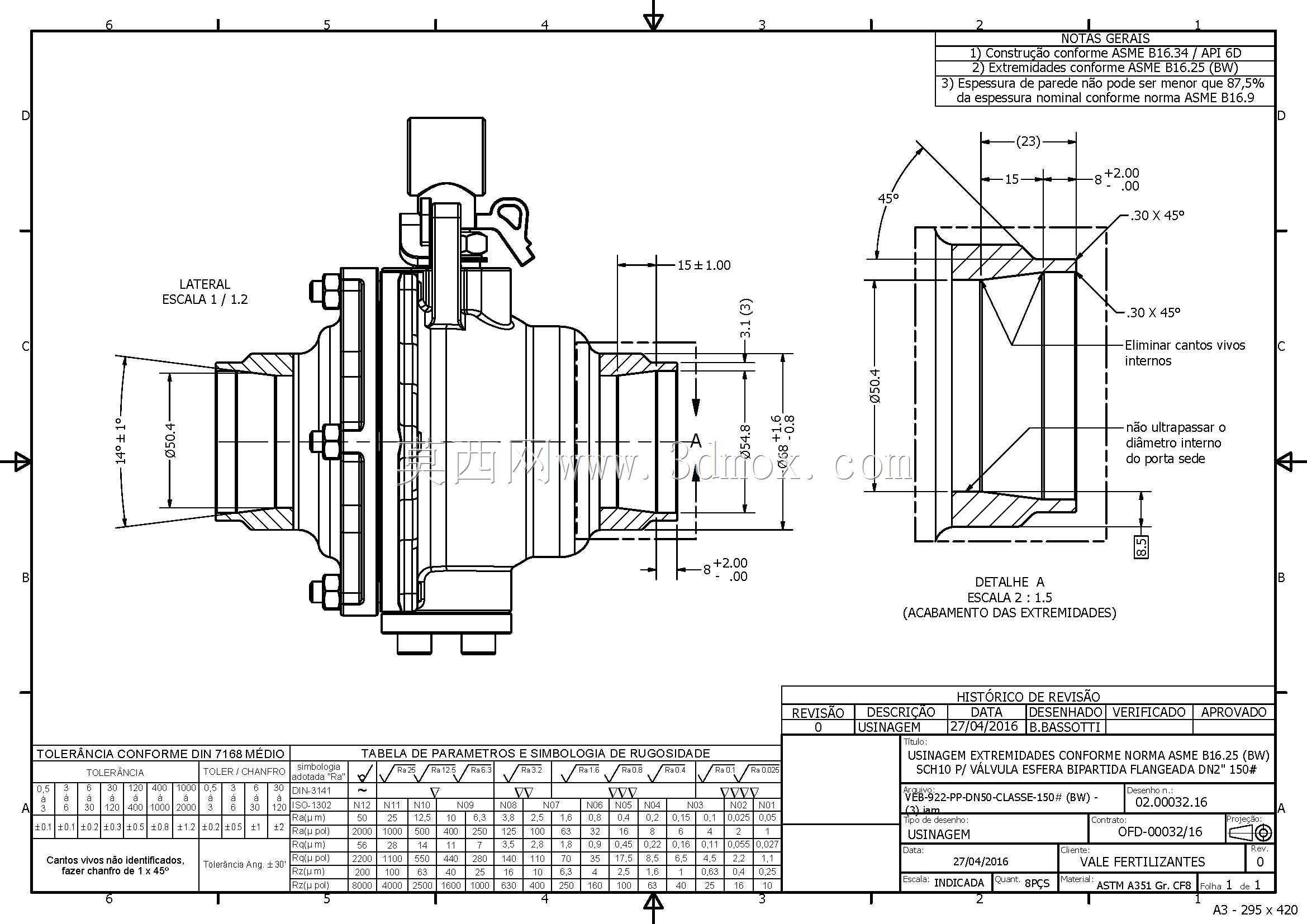 VEB-PP-DN50-CLASSE-150LBS-ASME B16.25(BW)SCH10