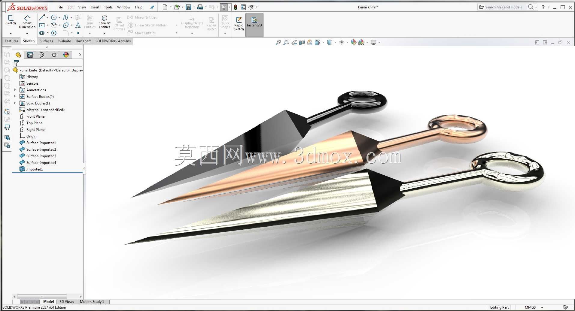 教程:Solidworks(kunai刀)