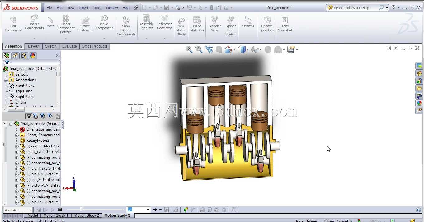Solidworks教程-活塞缸装配/运动研究/动画