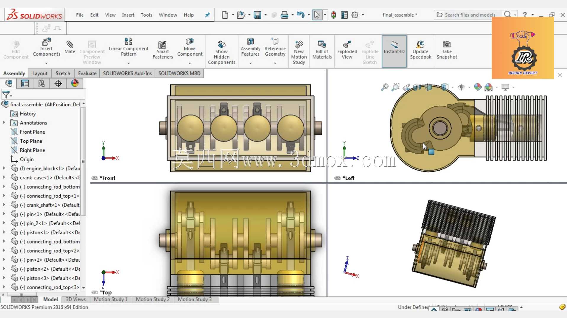 Solidworks教程-活塞缸装配/运动研究/动画