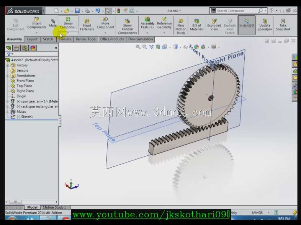 齿轮齿条式Solidworks