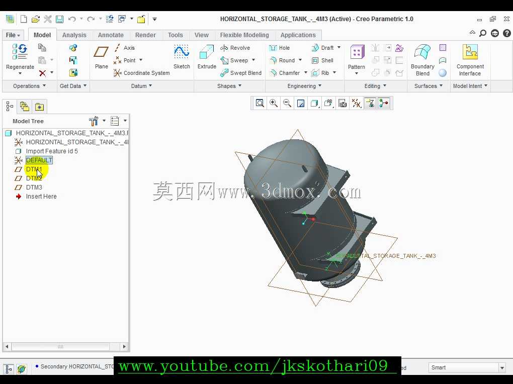 如何在Creo Parameteric中的导入模型中创建基准面?