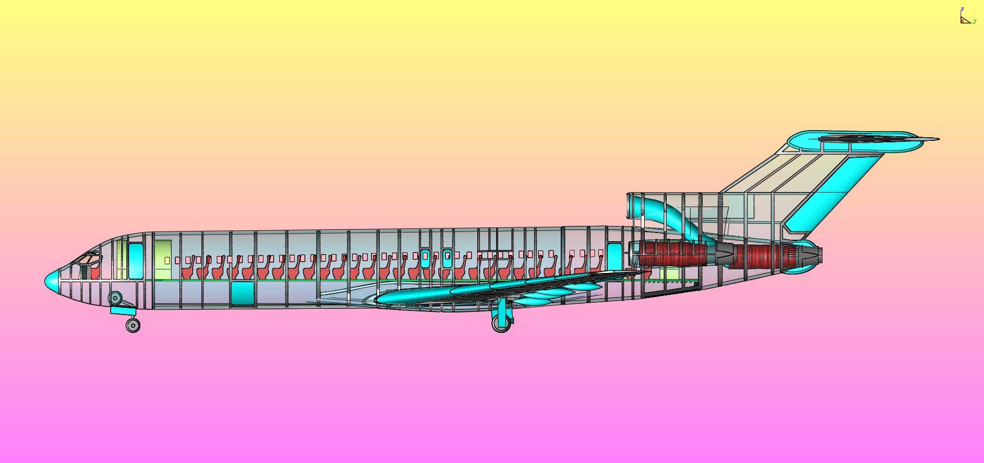 波音727-200运输机实体装配模型