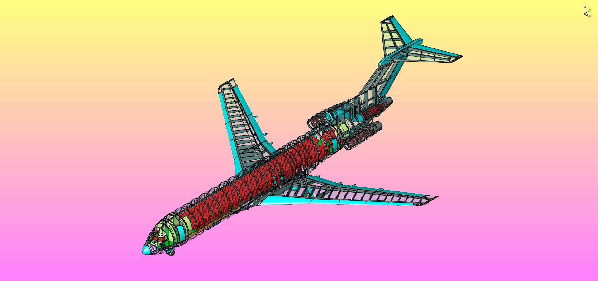 波音727-200运输机实体装配模型