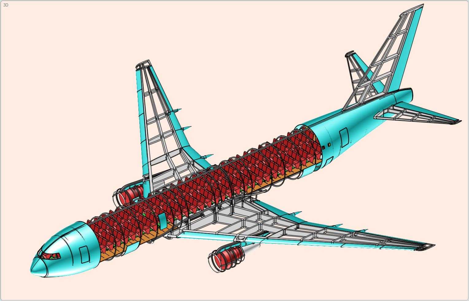 波音767-300飞机实体装配模型