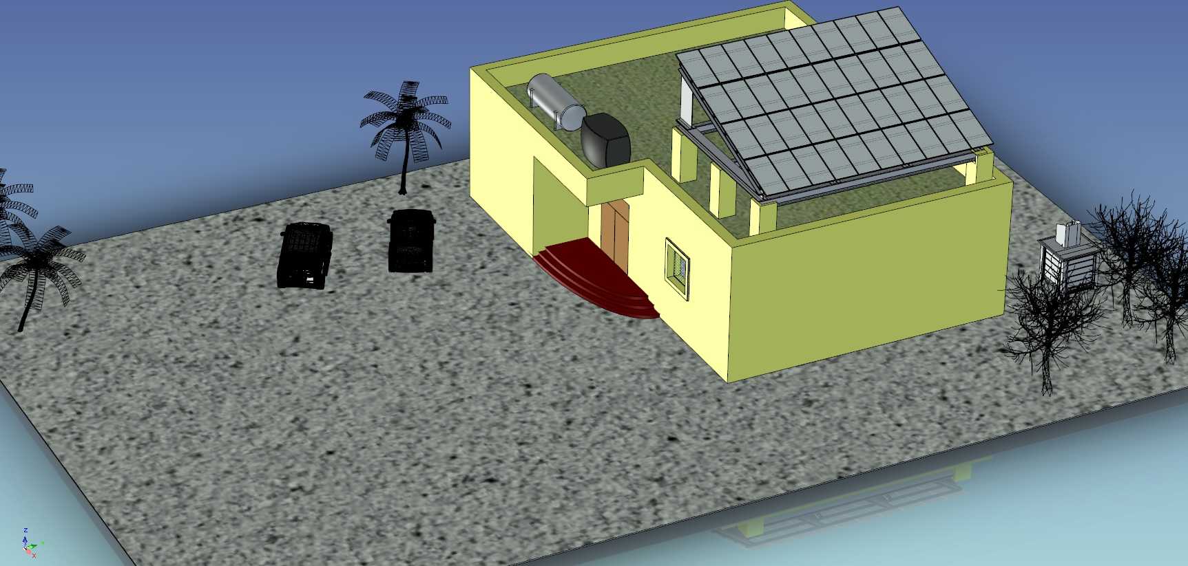 阿联酋Ajman住宅太阳能电池板的全3D模型