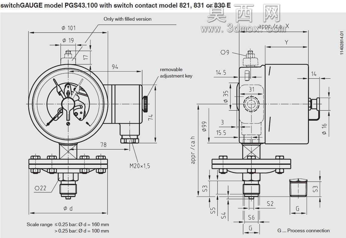 Wika PGS 43.100型号821,0-250毫巴