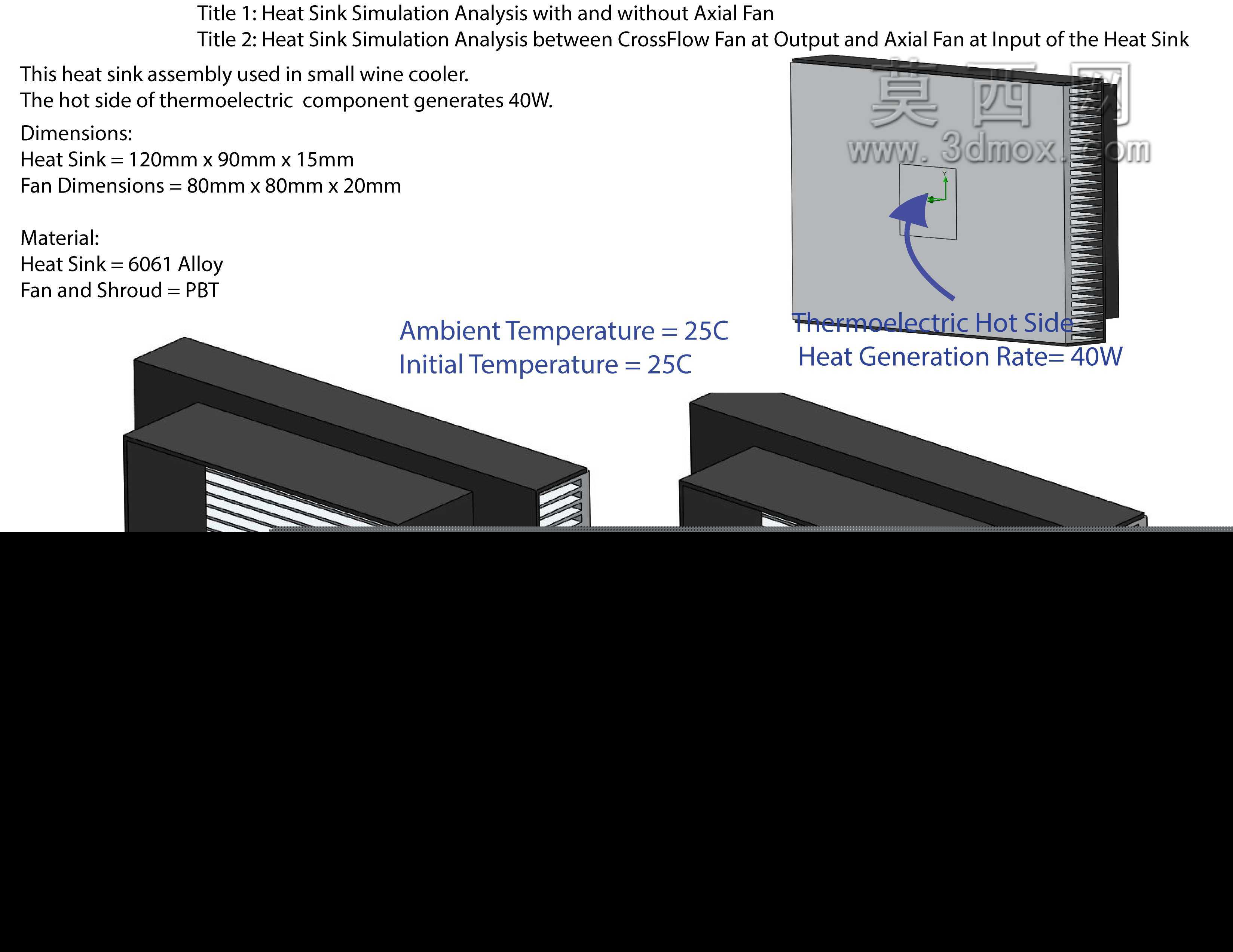 Solidworks流动模拟-径向弯曲风扇和轴流风扇之间的热沉分析