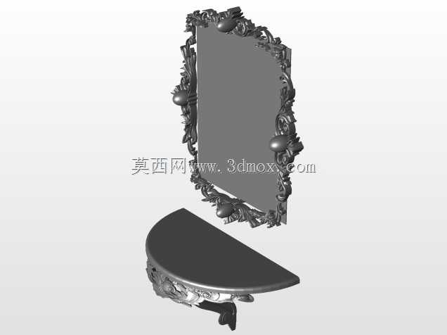 大理石+黄铜墙壁控制台和镜子DEA