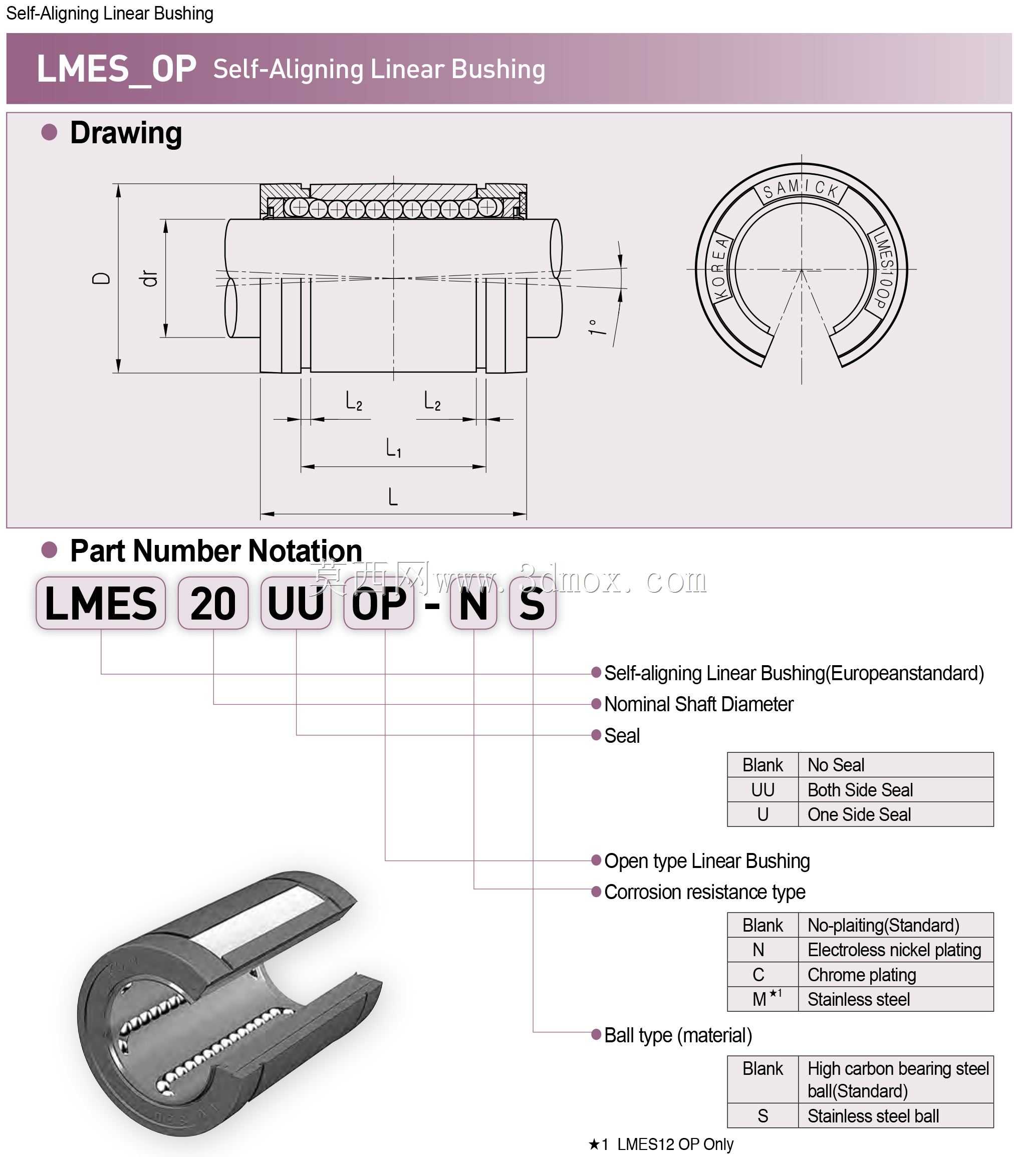 线性衬套LMES16UOP\u0026 LMES20UOP