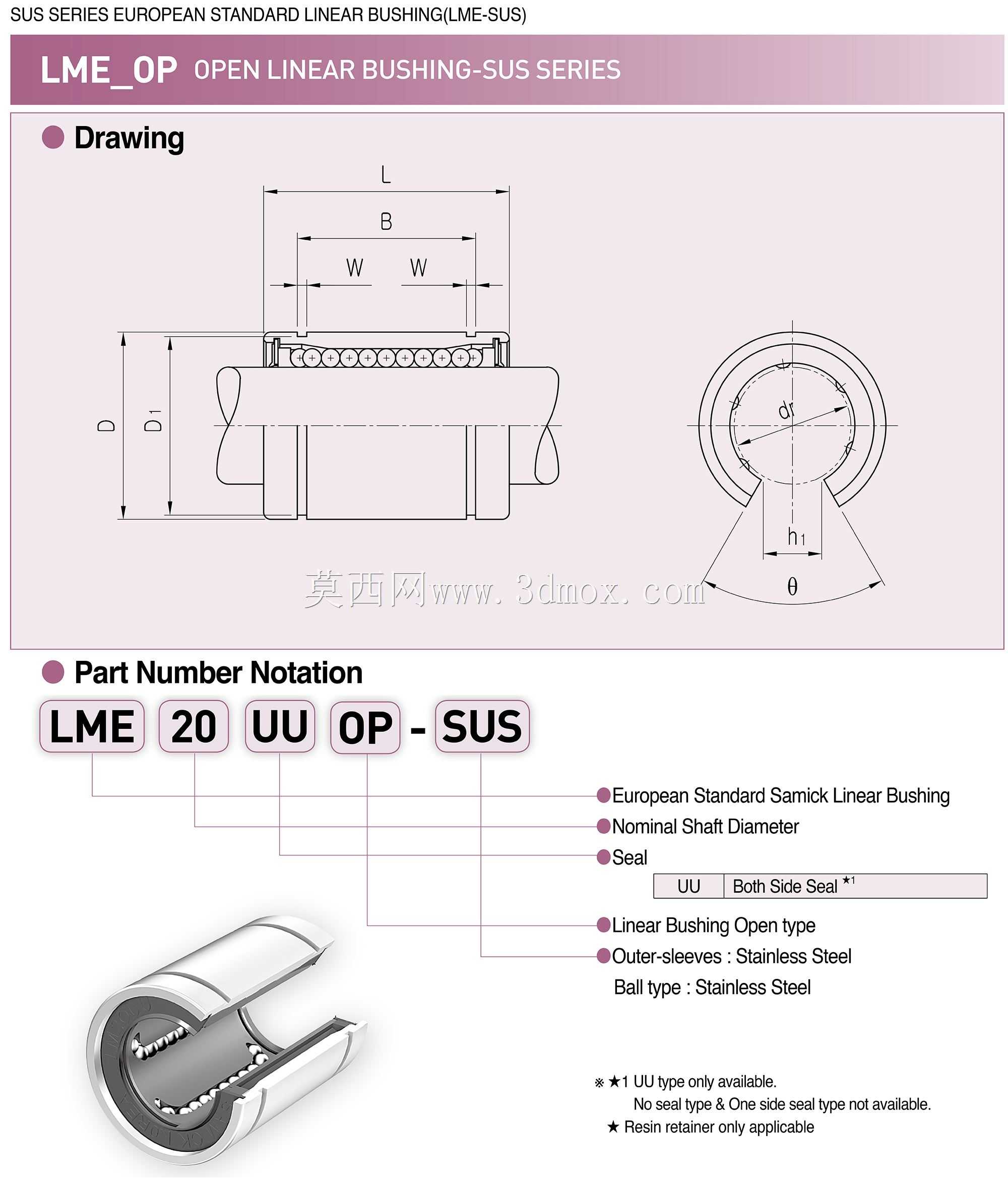 线性衬套LME16UOOP\u0026 LME20UOOP