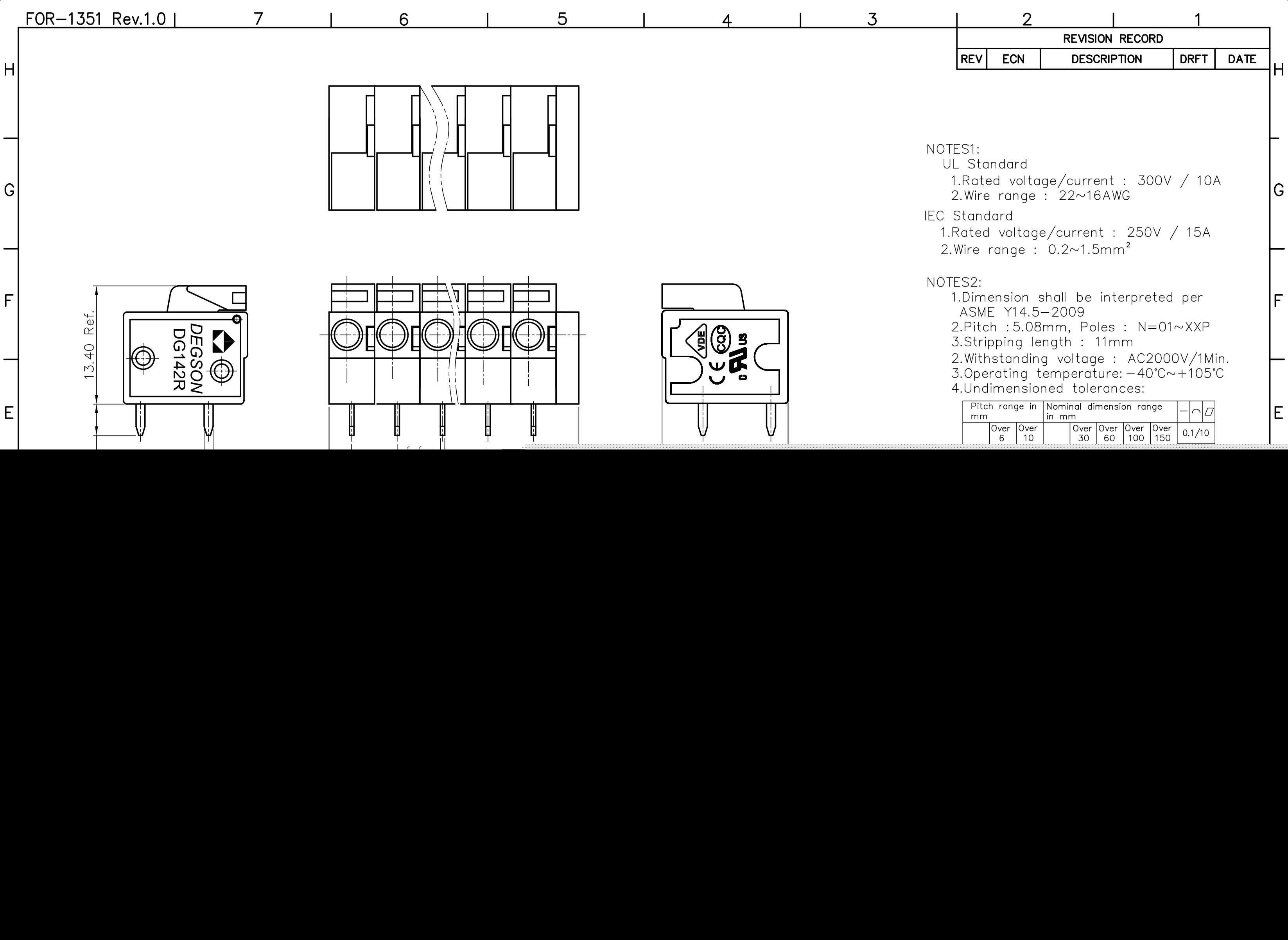 PCB弹簧接线板DG 142R(KF 142R)-5.08