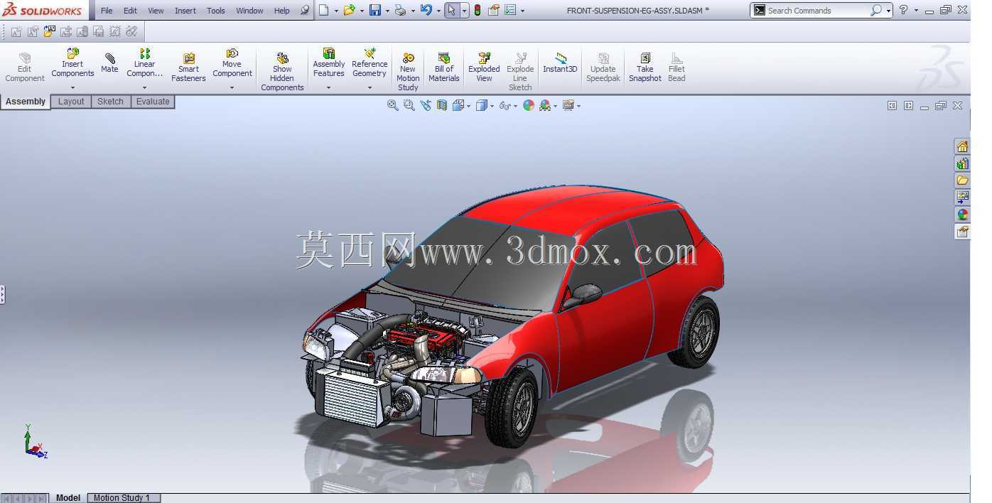 1000 HP Turbo 92-95拖动civic hatch四缸b系列发动机solidworks构建项目图片