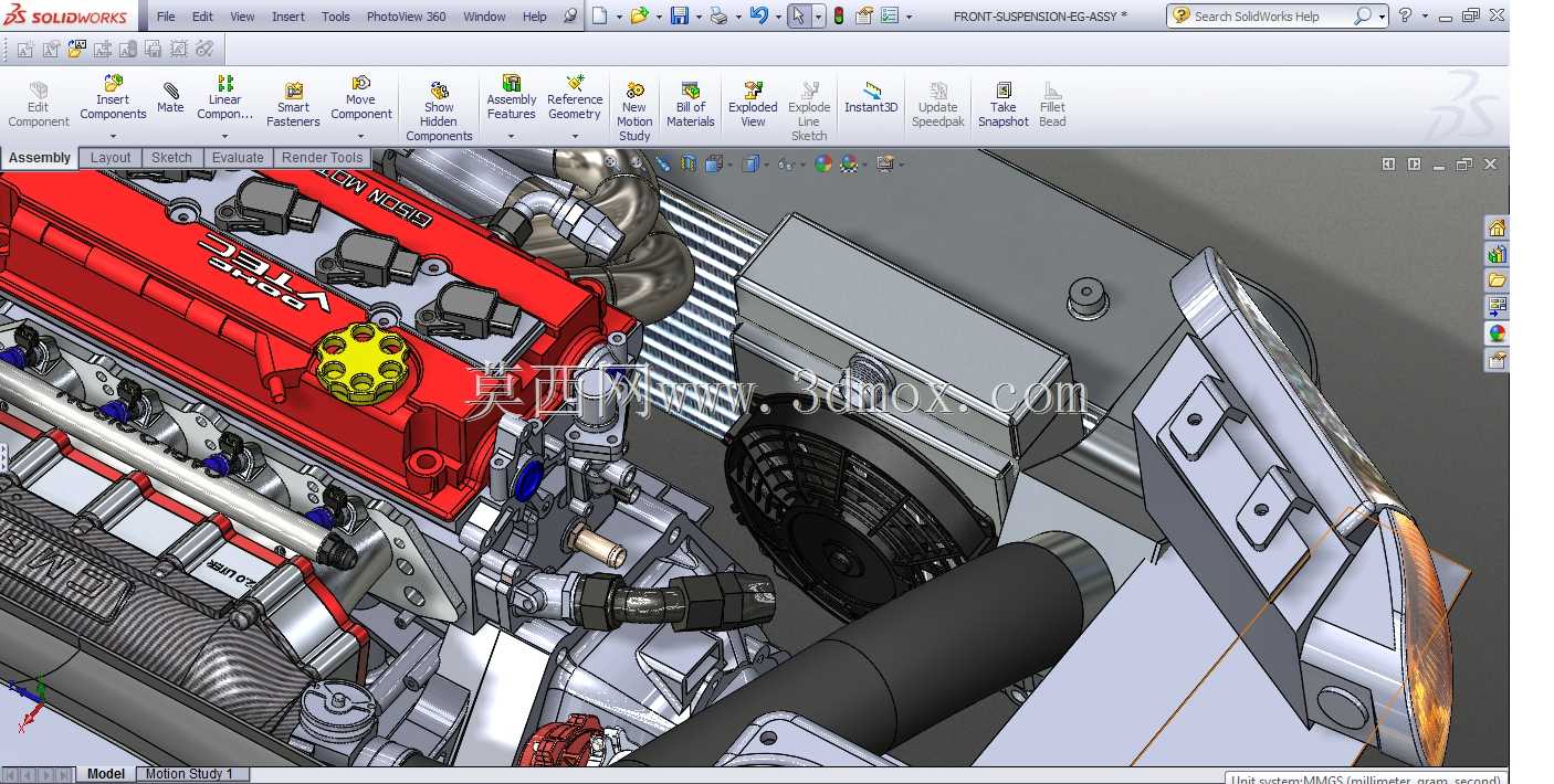 1000 HP Turbo 92-95拖动civic hatch四缸b系列发动机solidworks构建项目图片