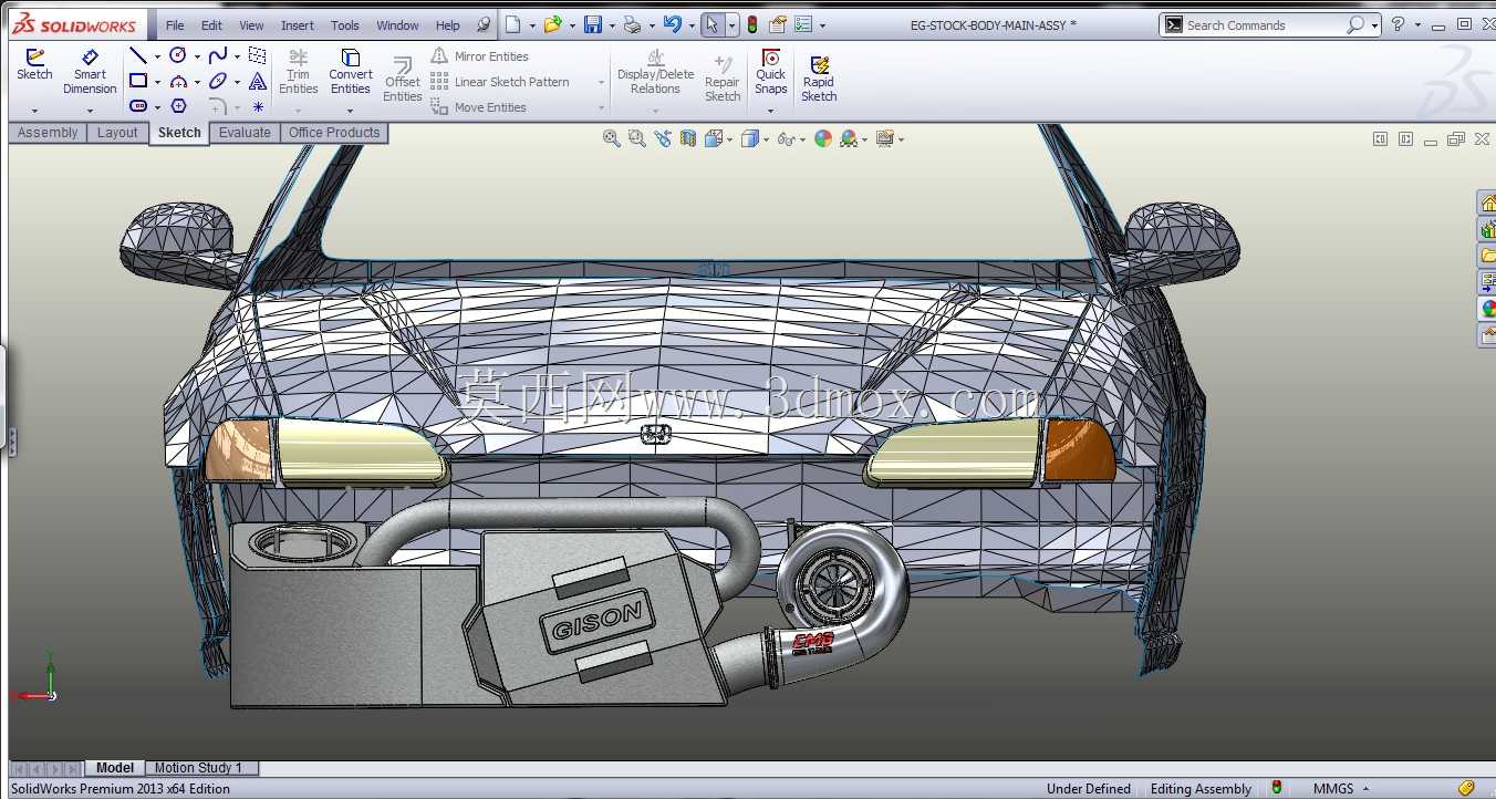 1000 HP Turbo 92-95拖动civic hatch四缸b系列发动机solidworks构建项目图片