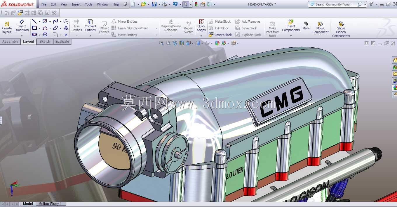 1000 HP Turbo 92-95拖动civic hatch四缸b系列发动机solidworks构建项目图片
