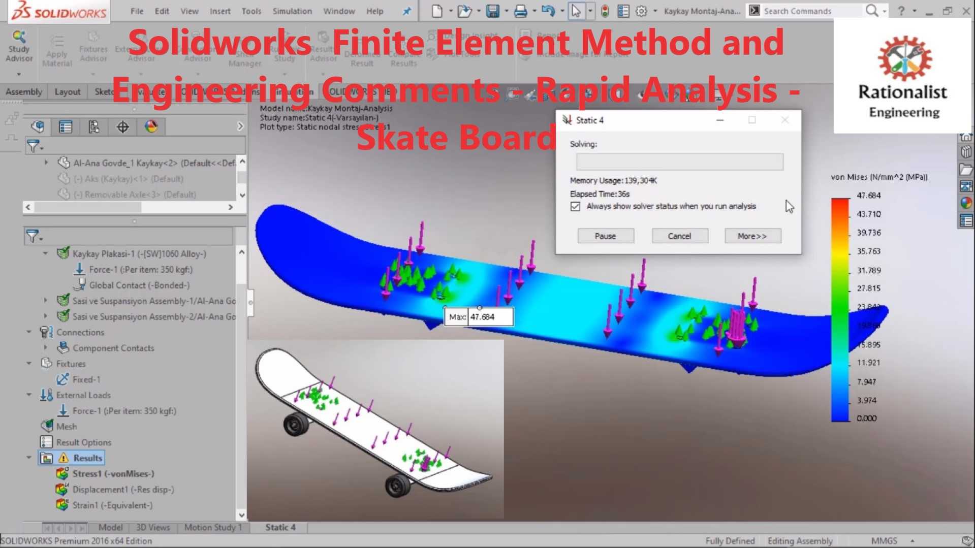 Solidworks有限元法和工程注释-快速分析-滑板#27