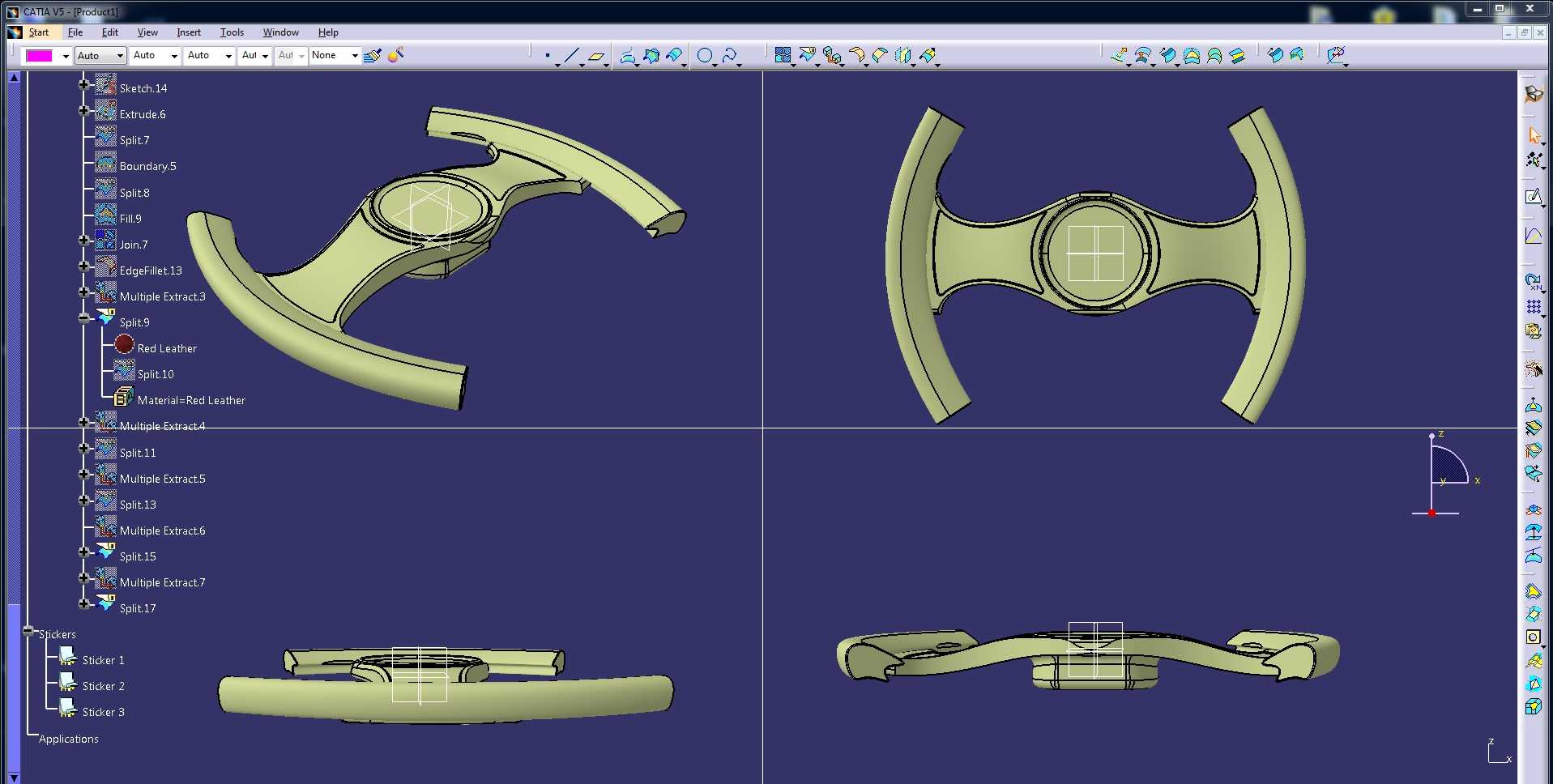 Catia v5中的3d可打印未来方向盘