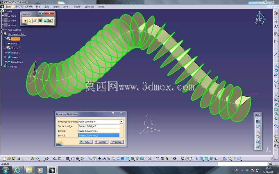 教程:如何在Catia V5中获取样条曲线/曲线/多段线上的螺旋线
