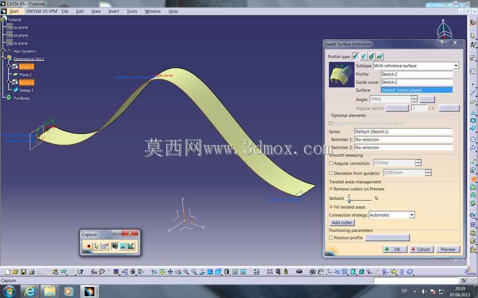 教程:如何在Catia V5中获取样条曲线/曲线/多段线上的螺旋线