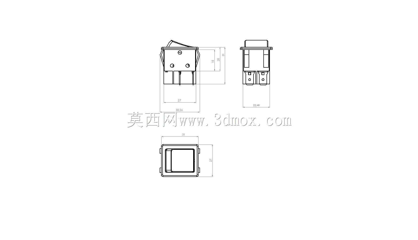 按钮开关单宽开关3D打印模型