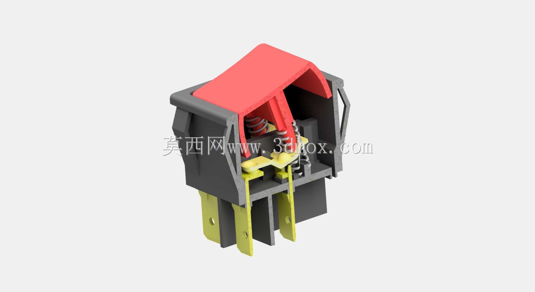 按钮开关单宽开关3D打印模型