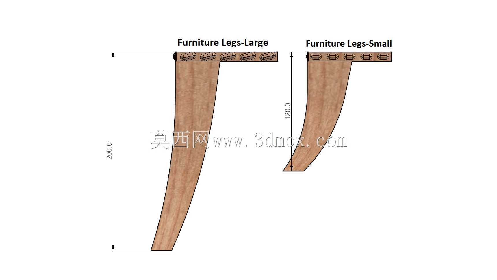 家具腿大小三维模型