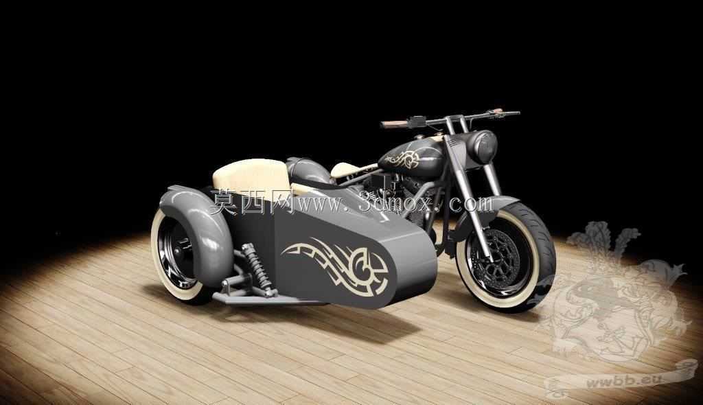 ����cadģ�͵�harley sidecar��Ⱦ