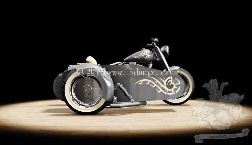 ����cadģ�͵�harley sidecar��Ⱦ