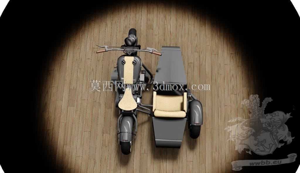 ����cadģ�͵�harley sidecar��Ⱦ