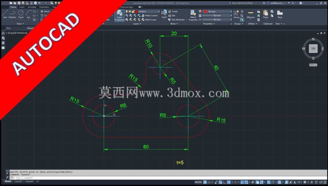 Autocad 2020-基本二维-绘图练习