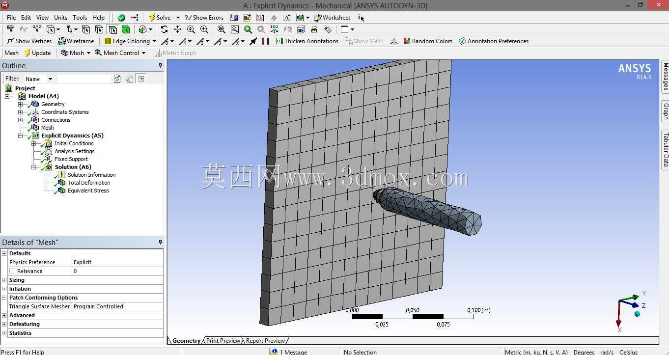 教程Ansys-一个75毫米大铁塔项目的平面图。