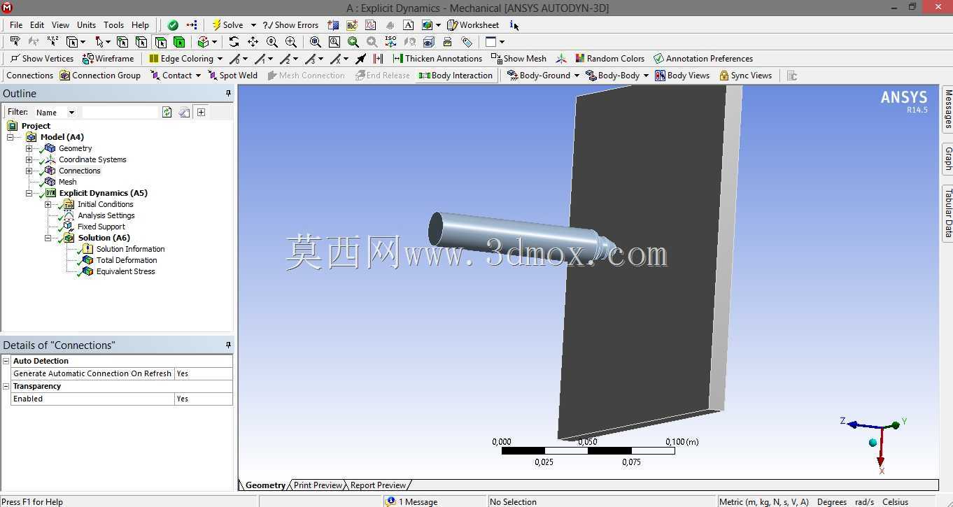 教程Ansys-一个75毫米大铁塔项目的平面图。