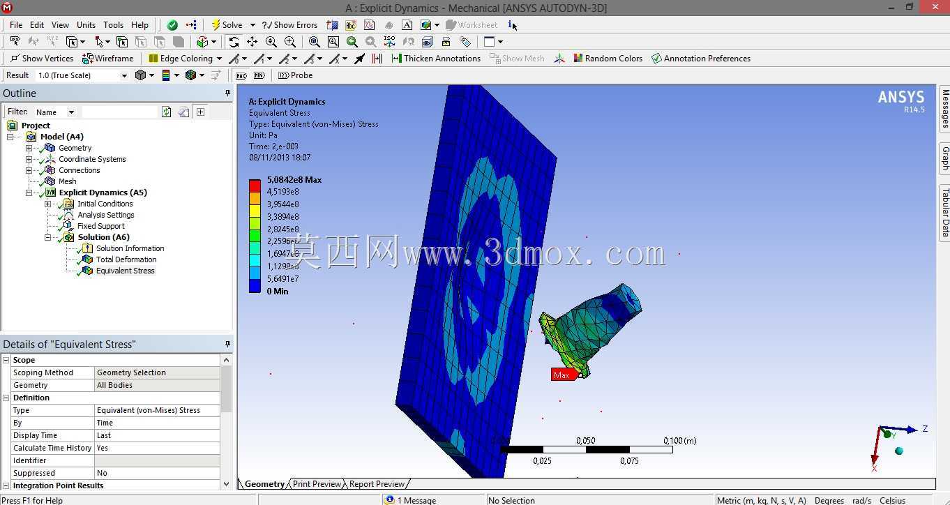 教程Ansys-一个75毫米大铁塔项目的平面图。