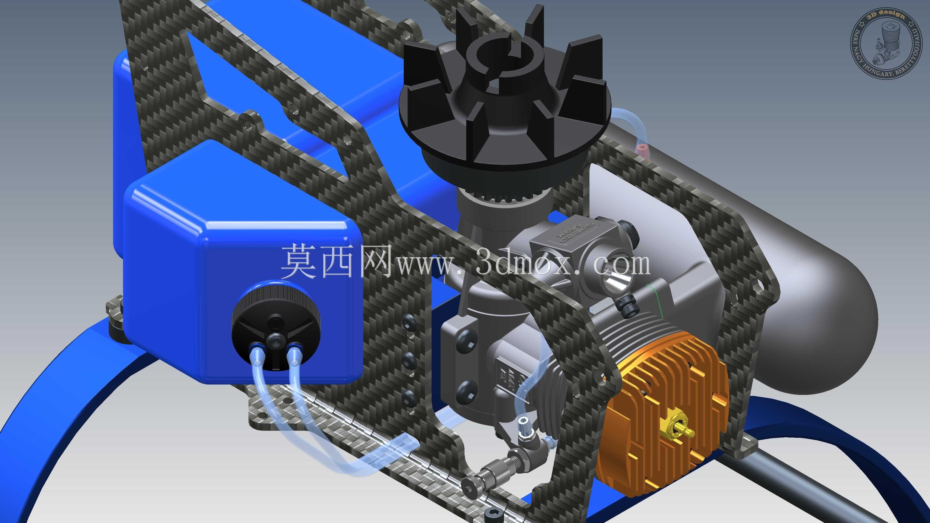 RC直升机、发动机和燃油箱