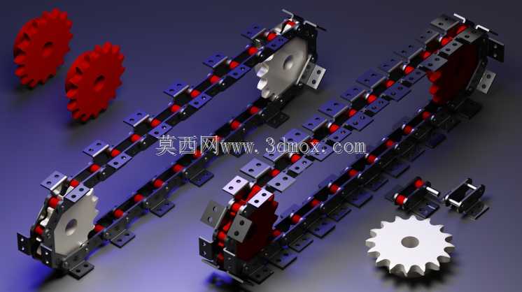 带附件K2 1X1和2X2以及链轮的双节距2080输送链