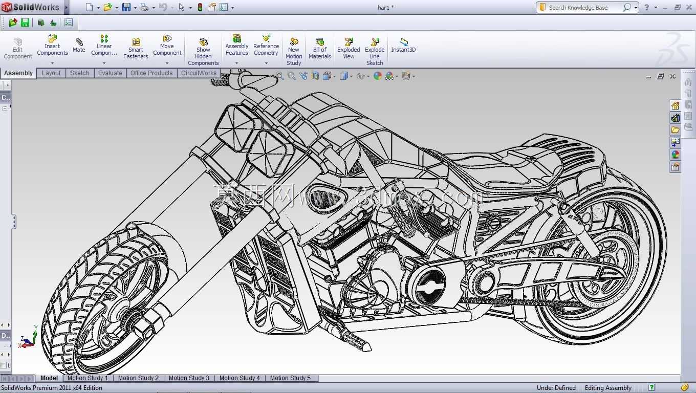 哈雷戴维森V杆概念模型,Solidworks2011