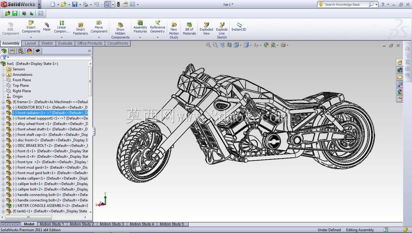 哈雷戴维森V杆概念模型,Solidworks2011