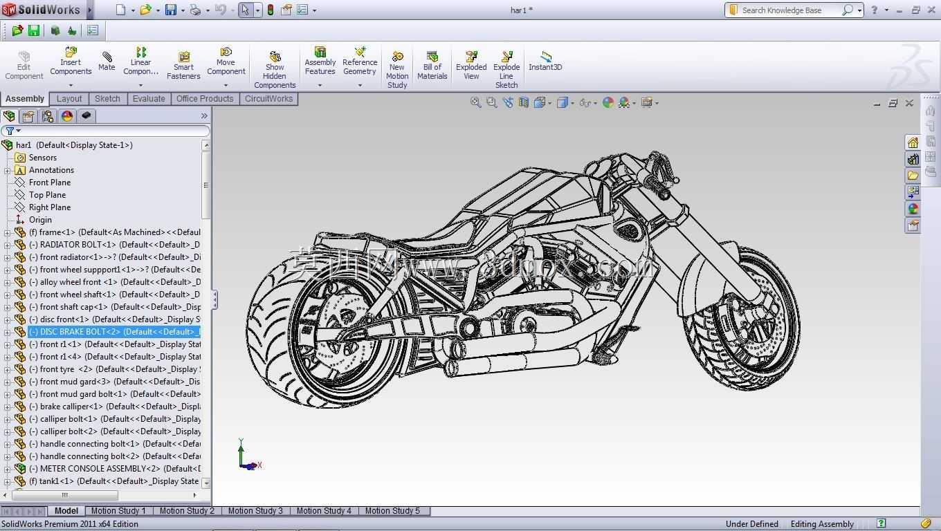 哈雷戴维森V杆概念模型,Solidworks2011