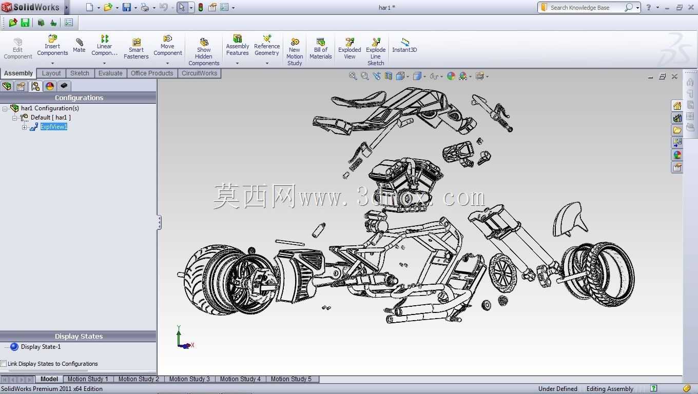 哈雷戴维森V杆概念模型,Solidworks2011