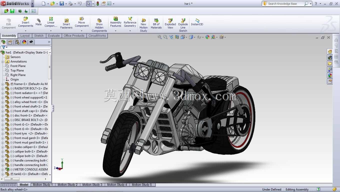 哈雷戴维森V杆概念模型,Solidworks2011