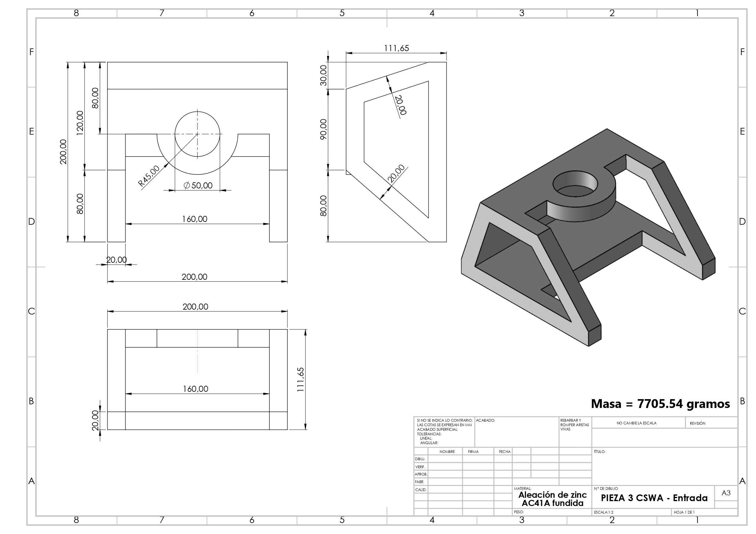 DIBUJANDO EN SolidWorks 2021 - PyZa 3 - CSWA