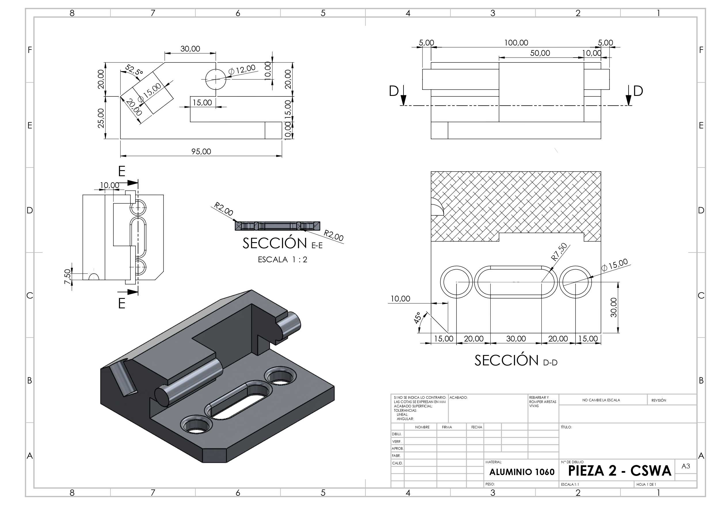 DIUBJANDOO EN SolidWorks 2021 - PIEZA 2 - CSWA - EDK创意设计